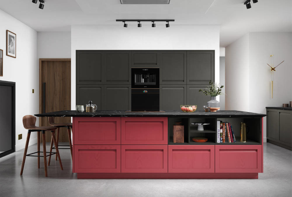 Shaker Kitchen - Harborne - Graphite and CMS Chicory Red